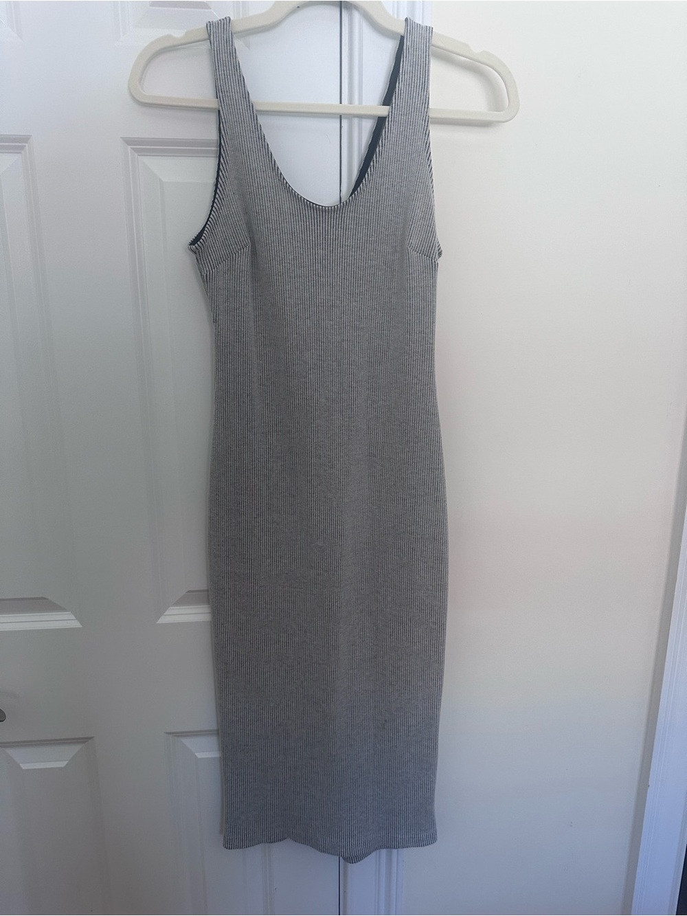 Lush Ribbed Midi Dress - Gray
